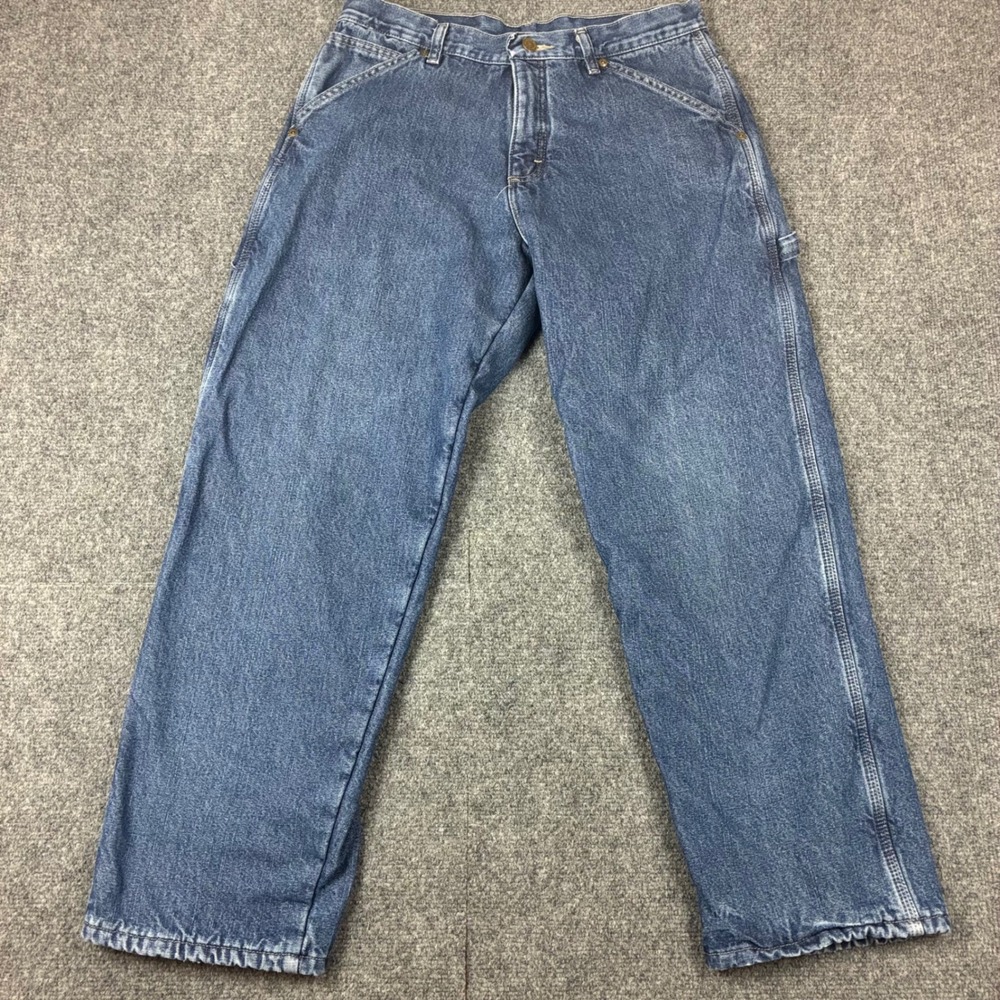 Wrangler Rugged Wear Fleece Lined Carpenter Jeans Mens 30x30 Blue 94GRWID